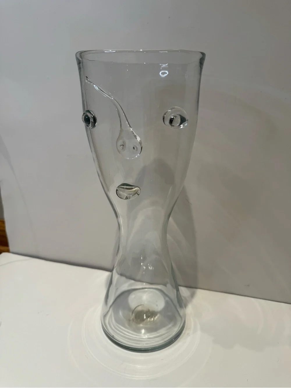 Modern Abstract Line Art Glass Face Vase / Sculpture